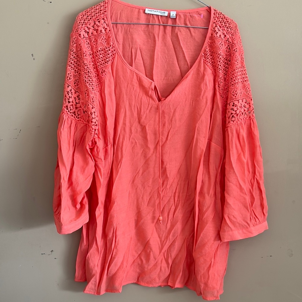 Notations Pink Relaxed Ruffled Tunic